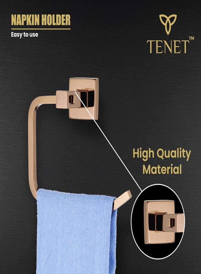 TENET Towel Ring/Hand Towel Holder/Washbasin Napkin Stand/Towel Hanger/Napkin Loop Wall Mounted Bathroom Accessory (Rose Gold, Pack of 1) | 1 Year Warranty - Image 4